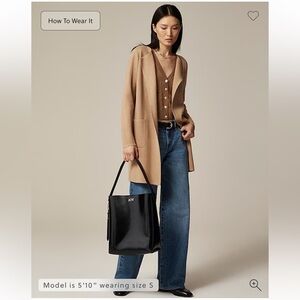 J.Crew Juliette collarless sweater-blazer cardigan coat merino wool tan camel